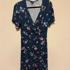 Mi Navy Floral Midi Dress
